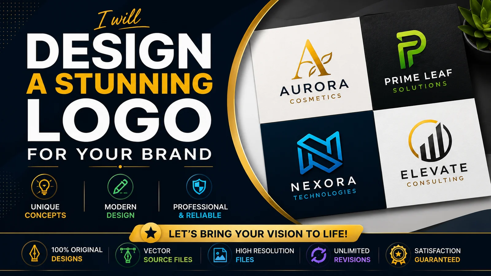 design a modern, memorable and professional logo for your brand — cover image